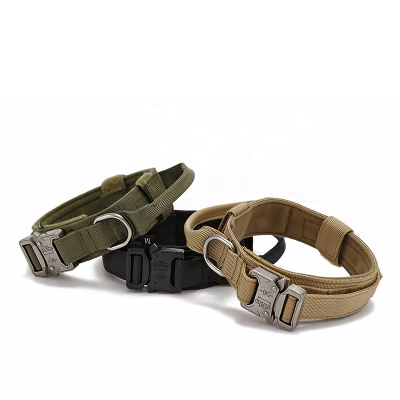 Tactical Dog Durable Collar Nylon Collar for Medium Large Dog Adjustable Explosion-Proof Pet Collar Dog Accessories Pet Supplies