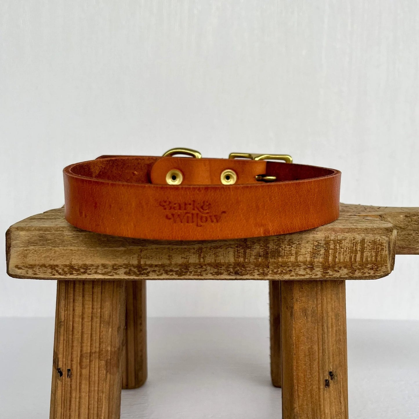 Bridle Leather Dog Collar - Tan