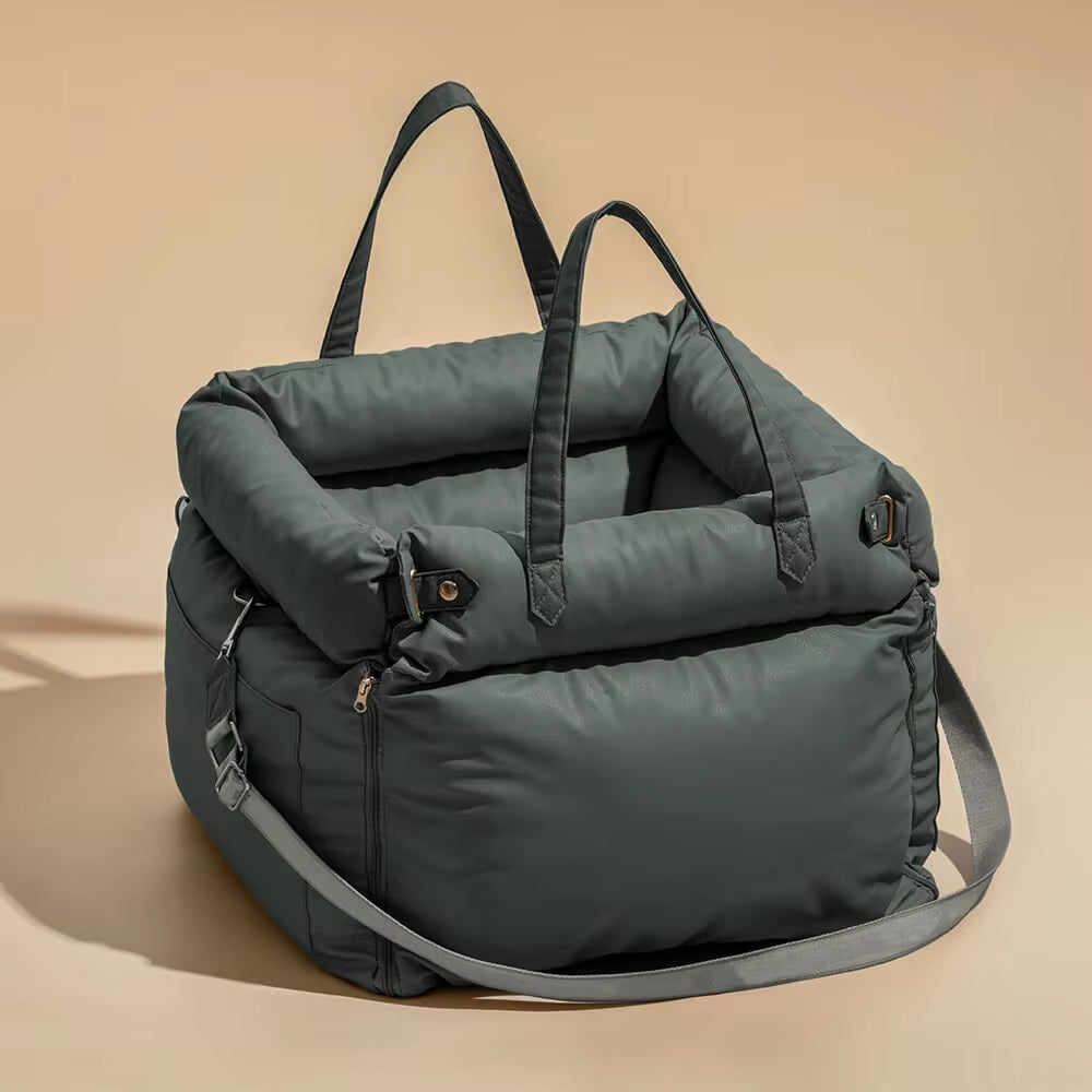 New Dog Cat Travel Seat Pet Outing Lathe Luxury Faux Leather Dog Car Seat/Cat Car Bed/Booster Bed Pet Booster Car Seat