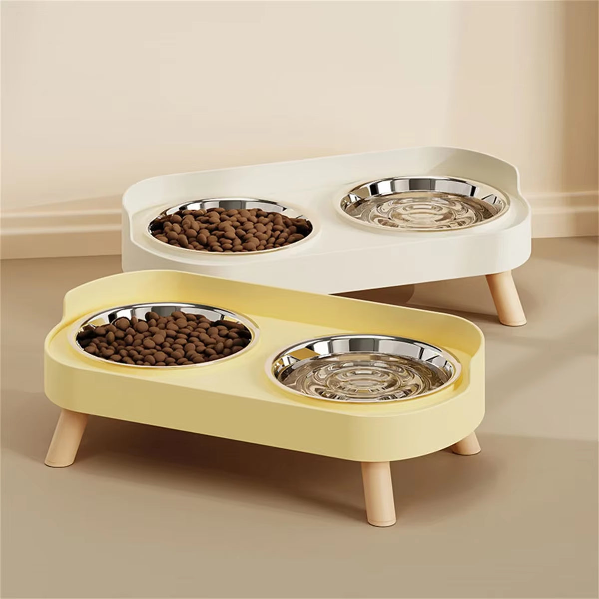 Cat Bowl Anti-Knock Stainless Steel Double Bowl Dog Bowl Cat Bowl Food Bowl Anti-Splash Food Bowl Cat Water Bowl