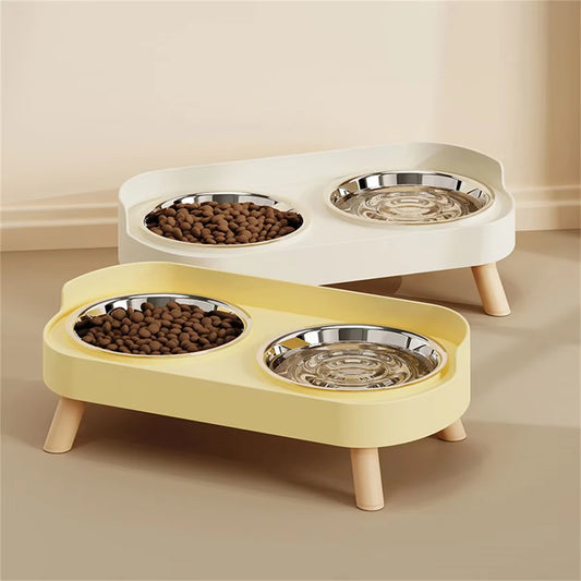 Cat Bowl Anti-Knock Stainless Steel Double Bowl Dog Bowl Cat Bowl Food Bowl Anti-Splash Food Bowl Cat Water Bowl