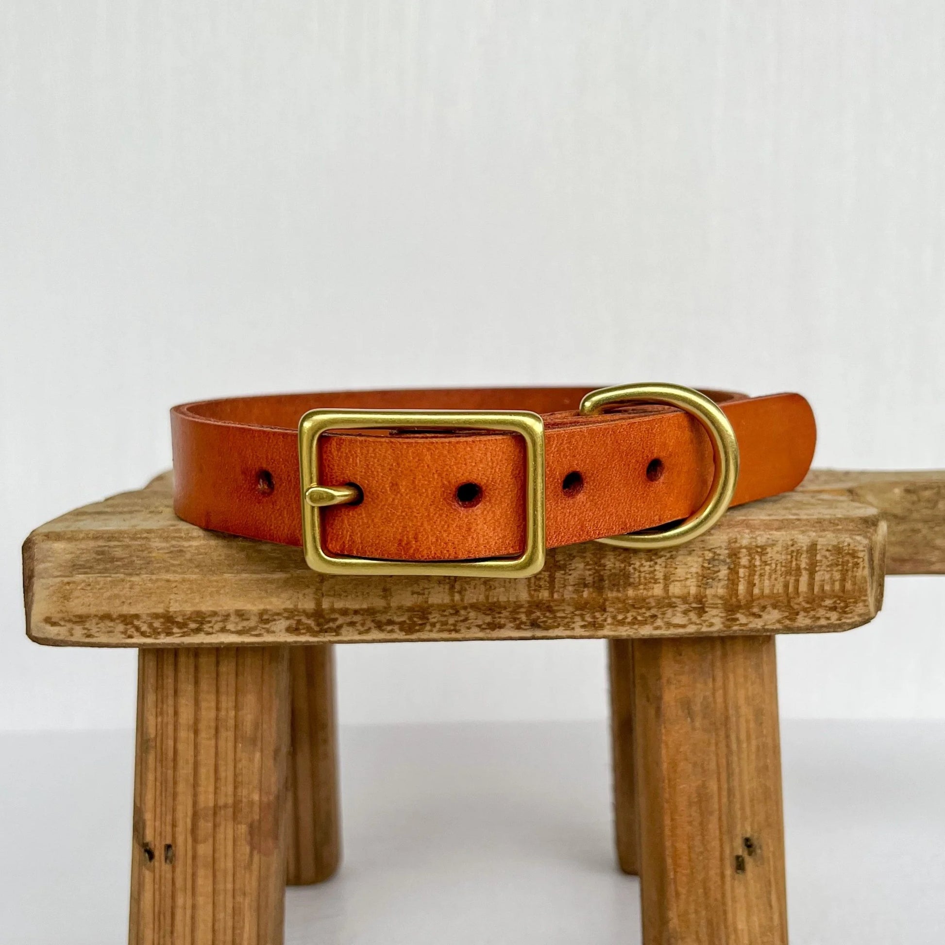 Bridle Leather Dog Collar - Tan